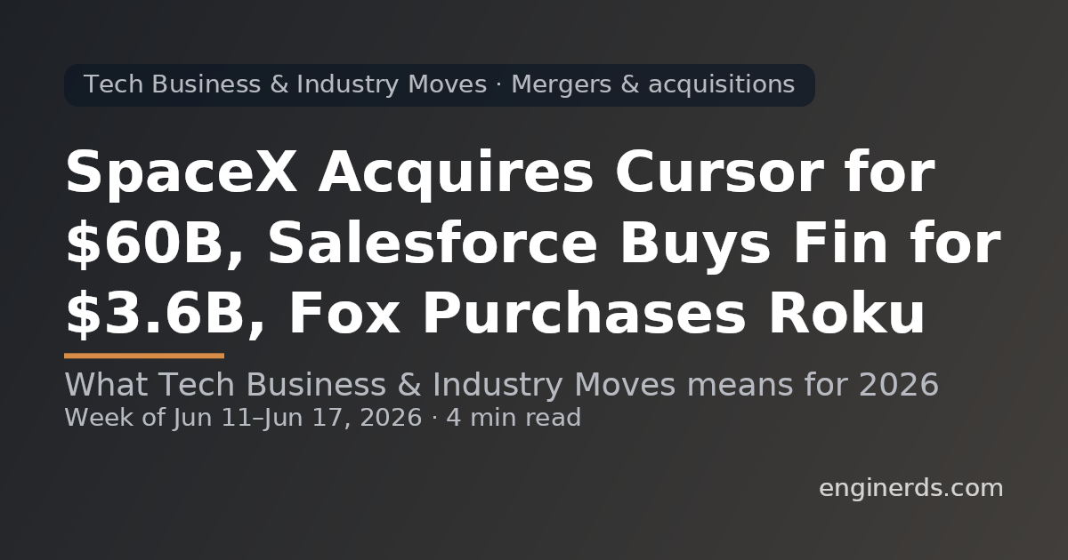 SpaceX Acquires Cursor for $60B, Salesforce Buys Fin for $3.6B, Fox Purchases Roku
