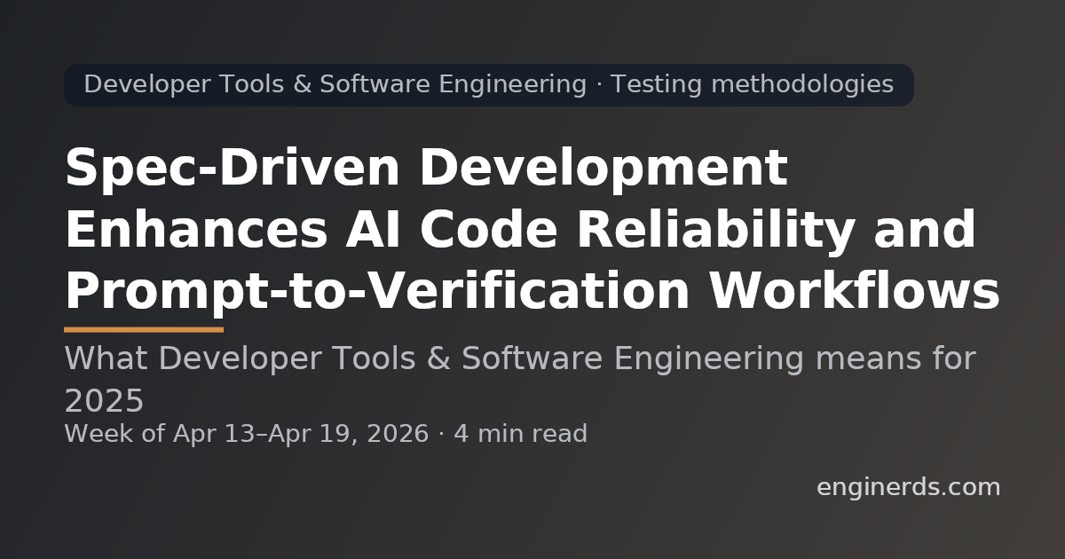 Spec-Driven Development Enhances AI Code Reliability and Prompt-to-Verification Workflows