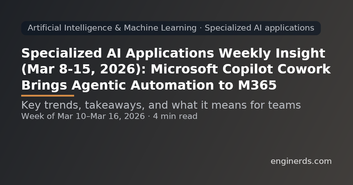 Specialized AI Applications Weekly Insight (Mar 8–15, 2026): Microsoft Copilot Cowork Brings Agentic Automation to M365