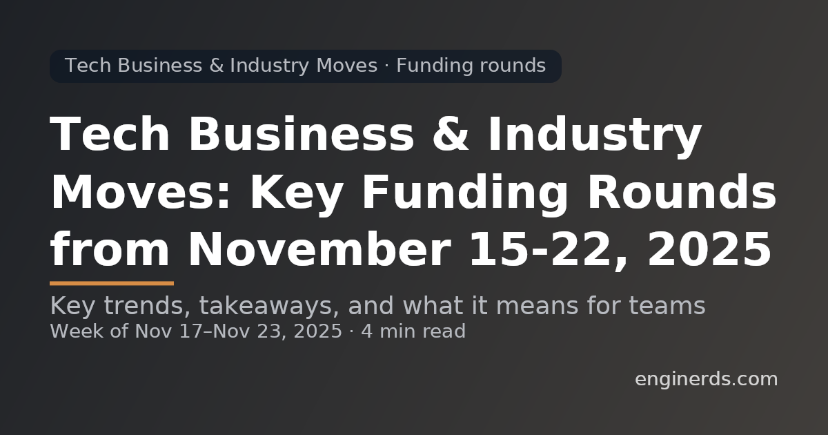 Tech Business & Industry Moves: Key Funding Rounds from November 15–22, 2025