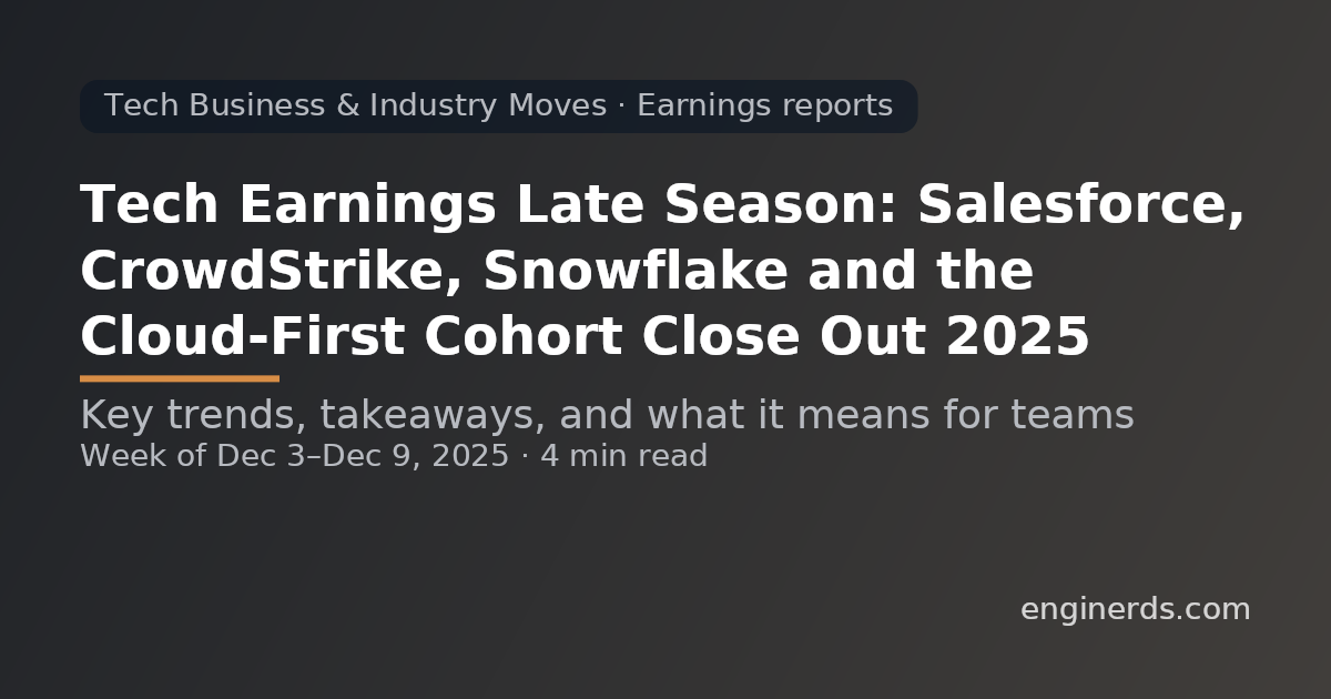Tech Earnings Late Season: Salesforce, CrowdStrike, Snowflake and the Cloud-First Cohort Close Out 2025