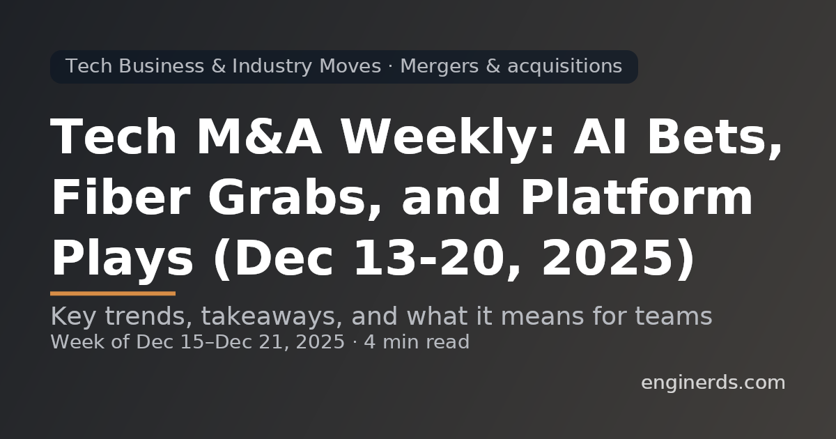 Tech M&A Weekly: AI Bets, Fiber Grabs, and Platform Plays (Dec 13–20, 2025)