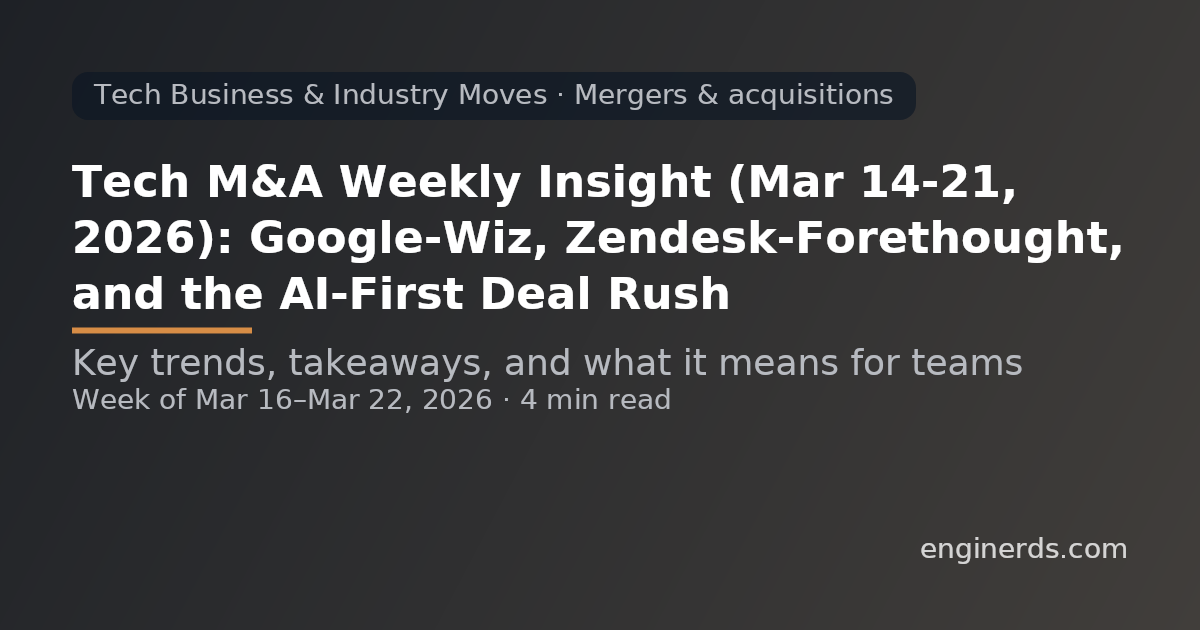 Tech M&A Weekly Insight (Mar 14–21, 2026): Google–Wiz, Zendesk–Forethought, and the AI-First Deal Rush