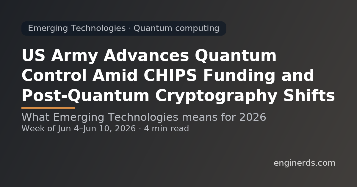 US Army Advances Quantum Control Amid CHIPS Funding and Post-Quantum Cryptography Shifts