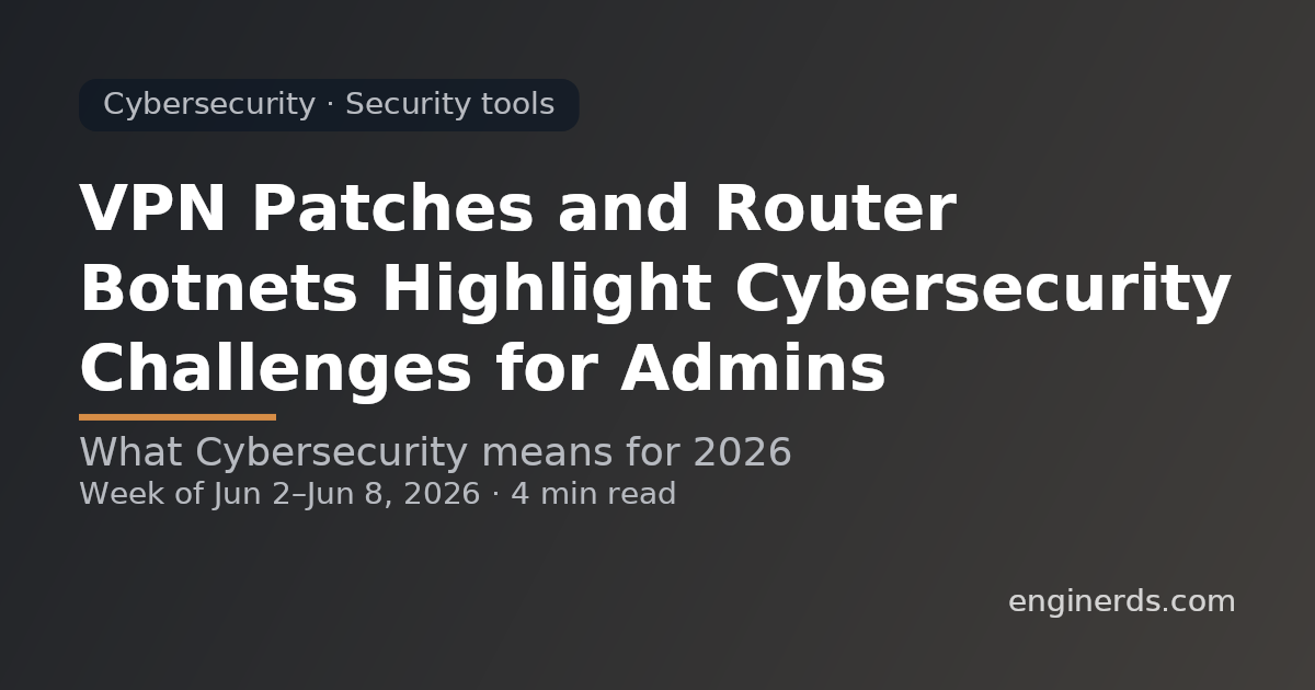 VPN Patches and Router Botnets Highlight Cybersecurity Challenges for Admins