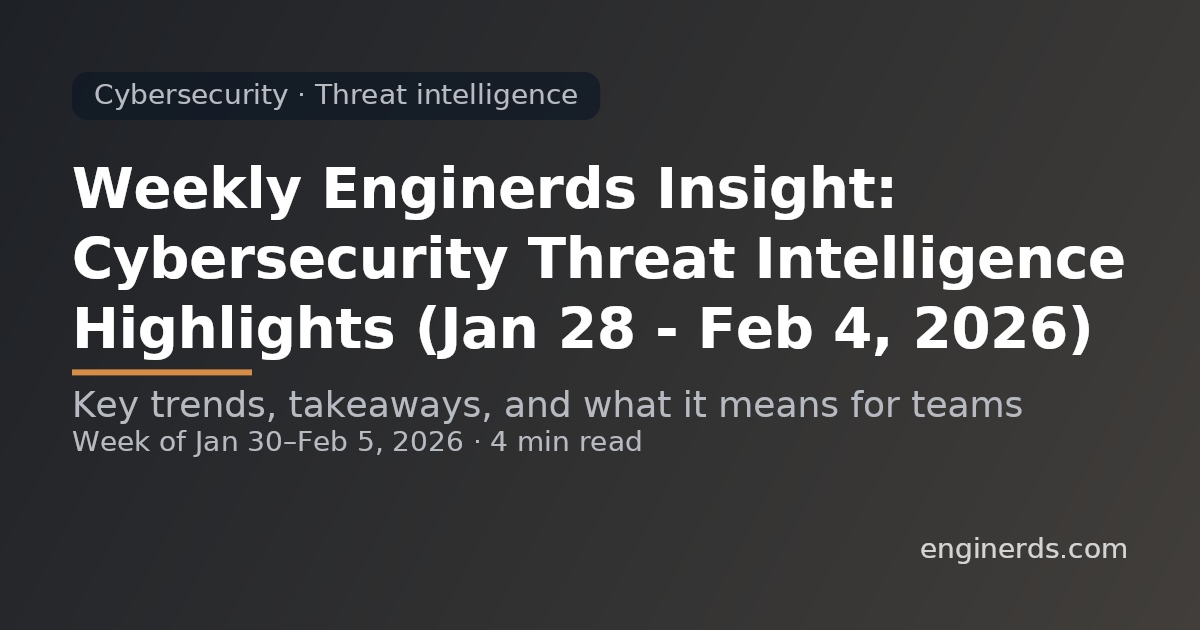 Weekly Enginerds Insight: Cybersecurity Threat Intelligence Highlights (Jan 28 – Feb 4, 2026)