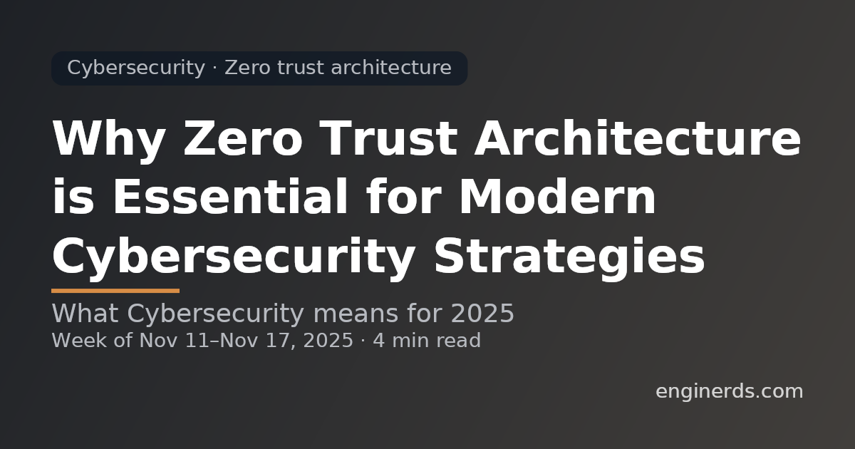 Why Zero Trust Architecture is Essential for Modern Cybersecurity Strategies
