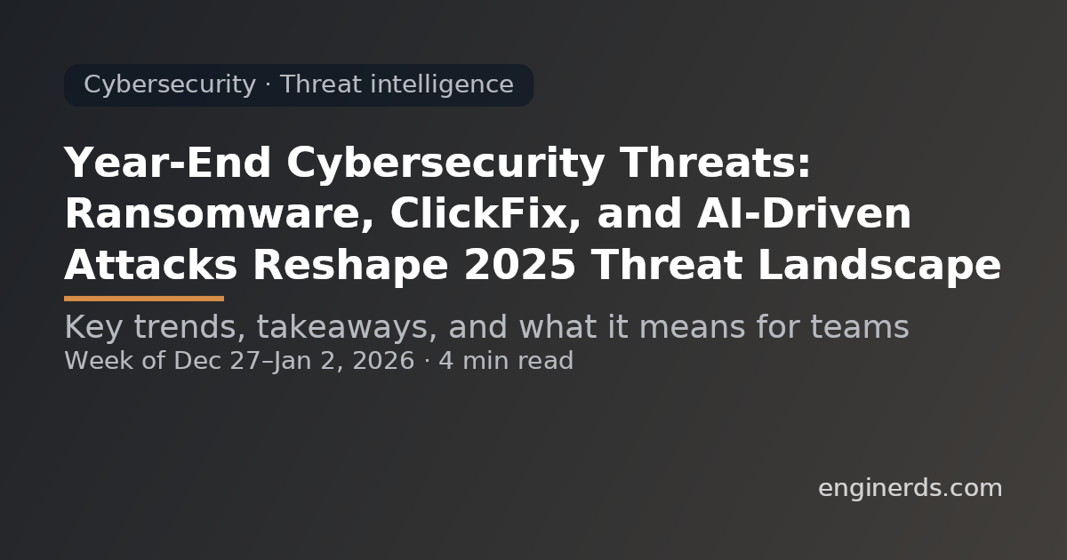 Year-End Cybersecurity Threats: Ransomware, ClickFix, and AI-Driven Attacks Reshape 2025 Threat Landscape